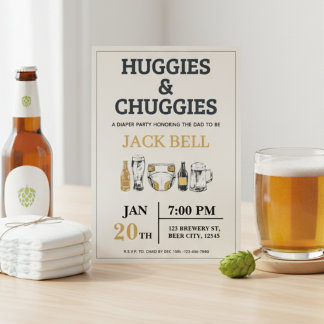 Huggies and Chuggies Invitation Inbjudningar