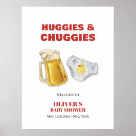 Huggies Chuggies Beer Diaper Baby Shower Welcome Poster
