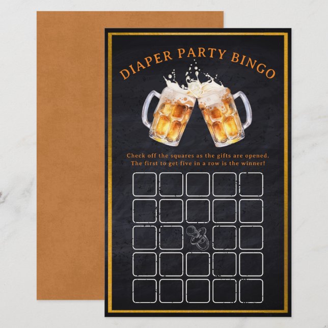 Huggies Chuggies Beer Diaper Party Bingo Game (Fram/baksida)