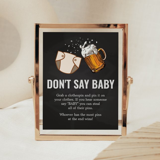 Huggies och Chuggies Baby Shower Säg inte Baby Poster (Beer And Diaper Baby is Brewing Baby Shower
Don't Say Baby Sign)