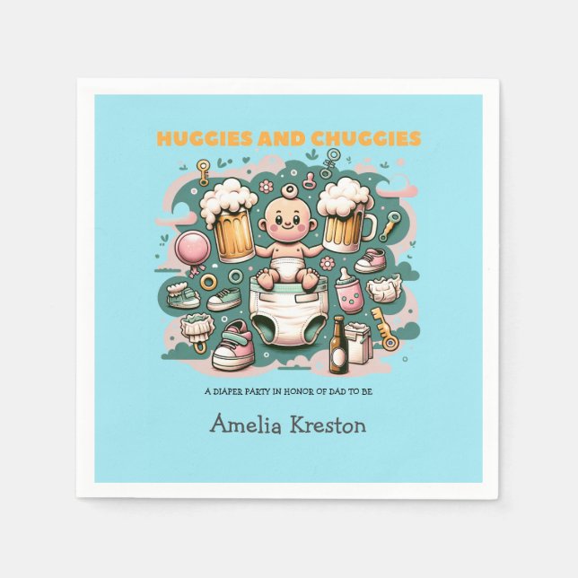 Huggies och Chuggies Cheers till faderskapet Pappersservett (Framsidan)