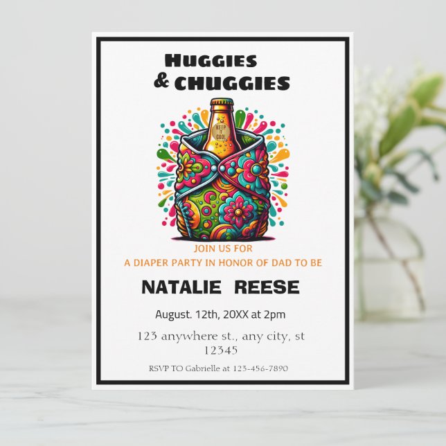 Huggies och Chuggies Pappa Blöja fest Inbjudningar (Stående Fram)