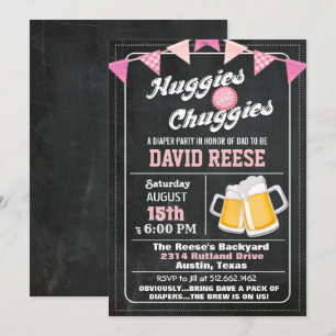 Huggies och Chuggies Pappas Blöje Fest Inbjudan