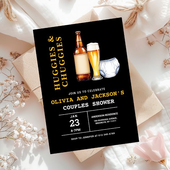 Huggies och Chuggies Par Baby Shower Inbjudningar (Skapare uppladdad)