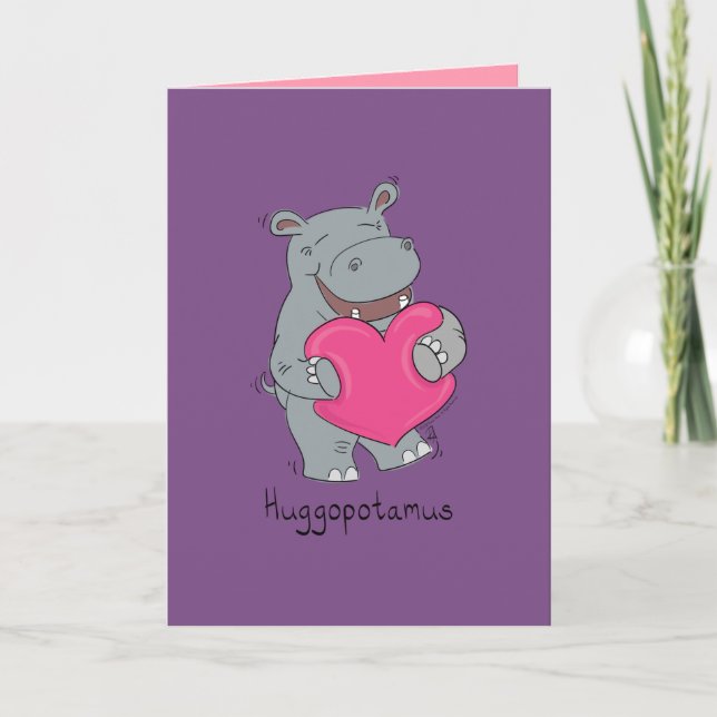 Huggopotamus Alla hjärtans dags flodhäst kort (Framsida)