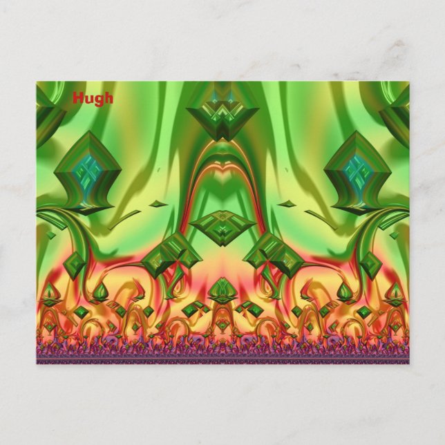 HUGH ~ 3D-designmönster ~ Julfärger ~  Vykort (Framsida)