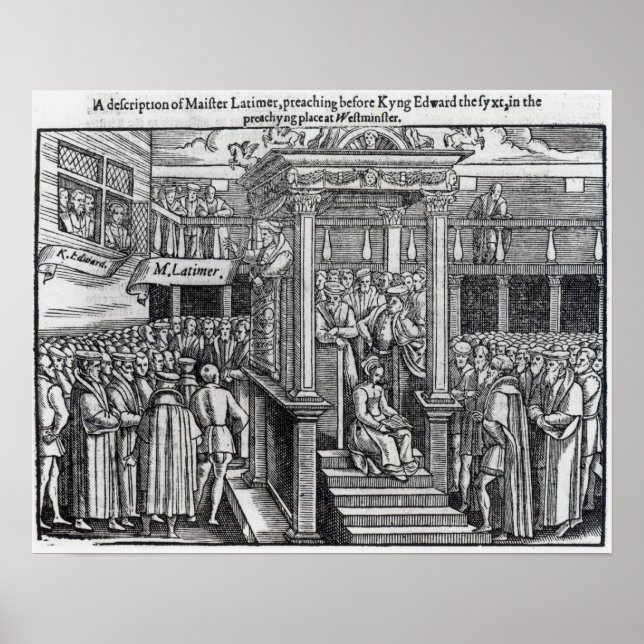 Hugh Latimer Preaching before Kung Edward VI Poster (Framsidan)
