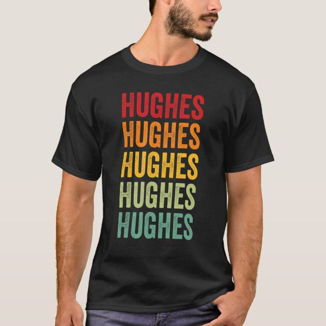 Hughes County South Dakota Rainbow Text Design T Shirt (Framsida)