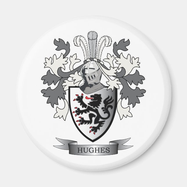 Hughes Family Crest Jackar om Arm Magnet (Framsidan)
