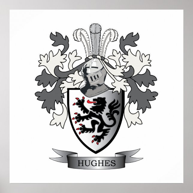 Hughes Family Crest Jackar om Arm Poster (Framsidan)