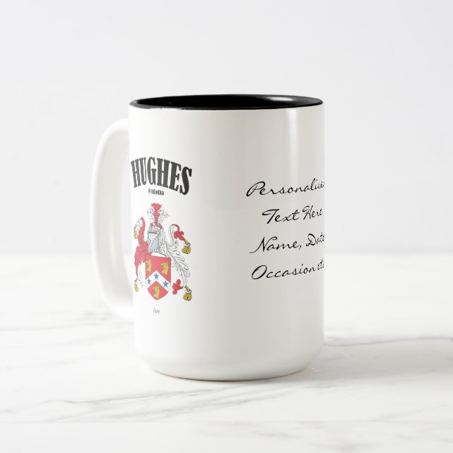Hughes Family Crest, Translation & Meaning Två-Tonad Mugg (Framsida vänster)