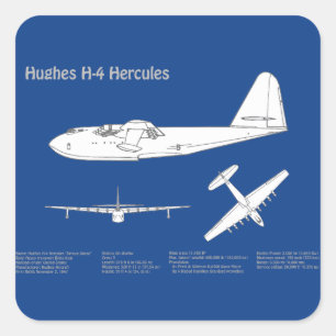 Hughes H-4 Hercules Spruce Goose - Flygplansplaner Fyrkantigt Klistermärke
