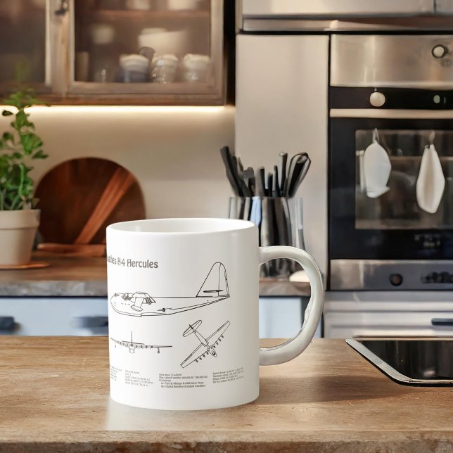 Hughes H-4 Hercules Spruce Goose - Flygplansplaner Kaffemugg (Skapare uppladdad)