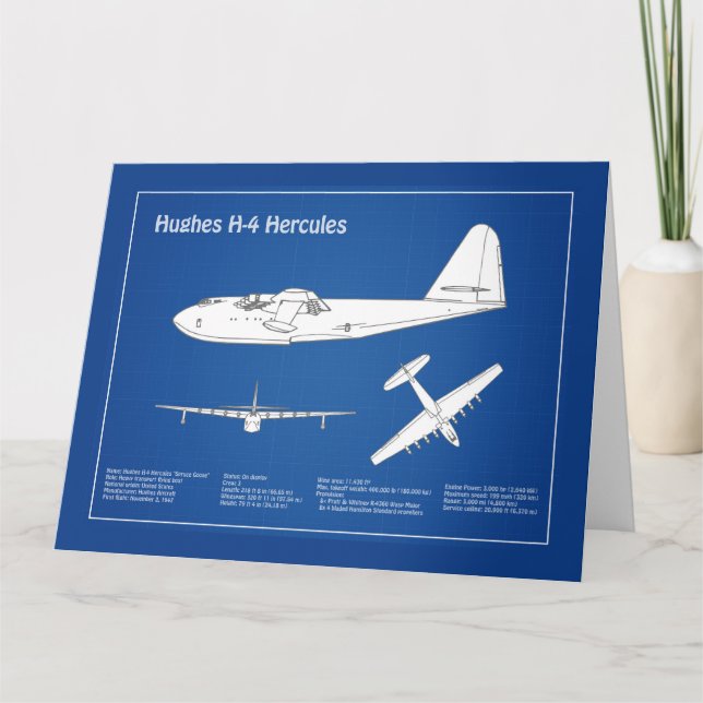 Hughes H-4 Hercules Spruce Goose - Flygplansplaner Tack Kort (Framsida)