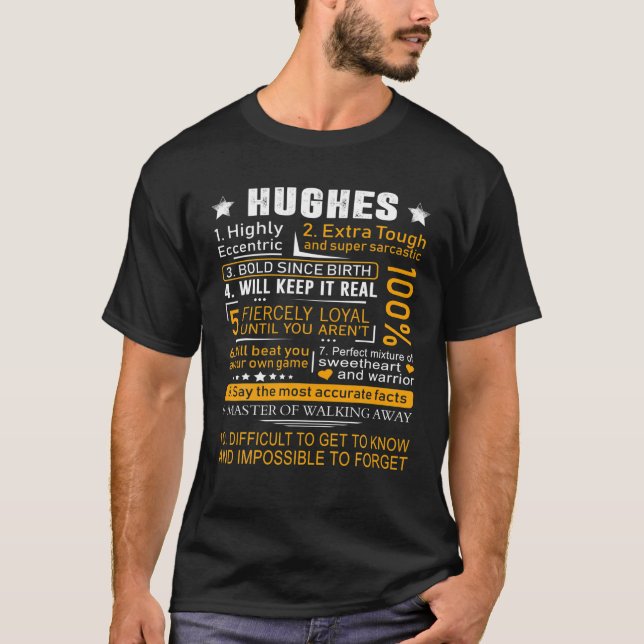 Hughes Namn Gift - Hughes - Hughes Surname T Shirt (Framsida)