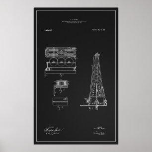 HUGHES VERKTYG COMPANY OIL DERRICK PATENT 1916 POSTER