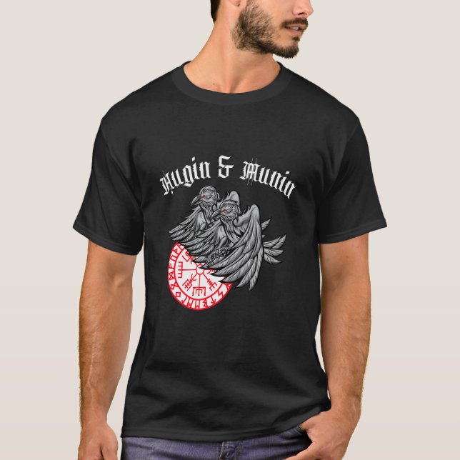 Hugin Munin Berserker Vikings Odin Ragnar T Shirt (Framsida)