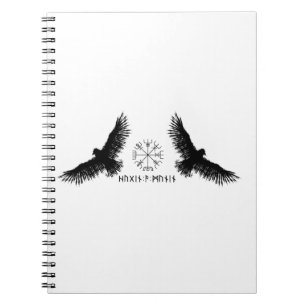 Hugin & Munin Vegvisir Odins Raben schwarz Anteckningsbok
