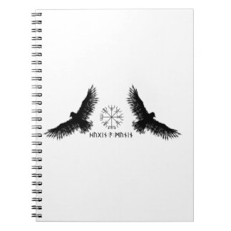 Hugin & Munin | Vegvisir | Odins Raben | schwarz Anteckningsbok