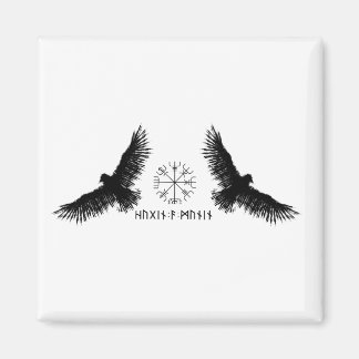 Hugin & Munin | Vegvisir | Odins Raben | schwarz Magnet