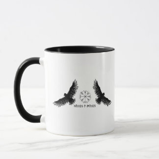 Hugin & Munin | Vegvisir | Odins Raben | schwarz Mugg