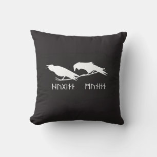 Huginn och Muninn Vikingravens Norstät Ink Kudde