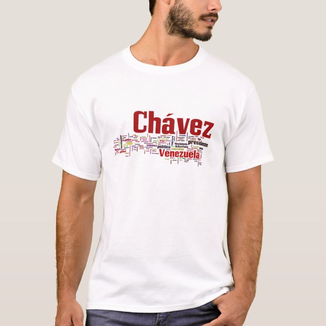 Hugo Chavez - Många färgstarka Ord stil T-shirt (Framsida)