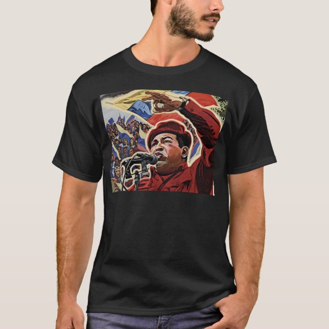 Hugo Chavez - Tecknad Revolution stil Tee (Framsida)