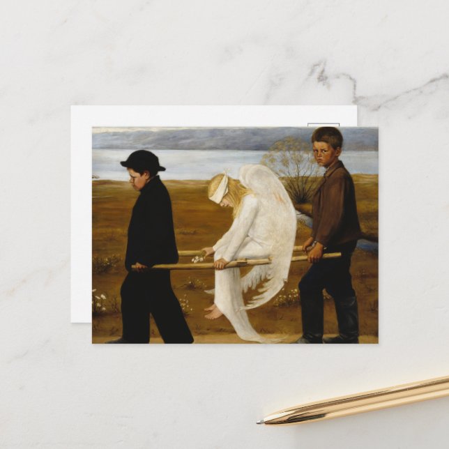 Hugo Simbergs sårade ängel Vykort (Fram/Back In Situ)