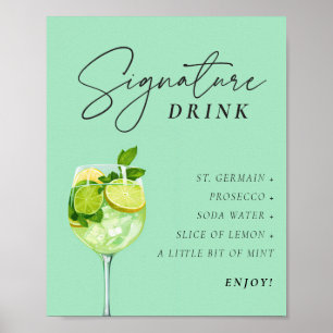Hugo Spritz-skylt Signaturdryck Par Bröllopsfest Poster