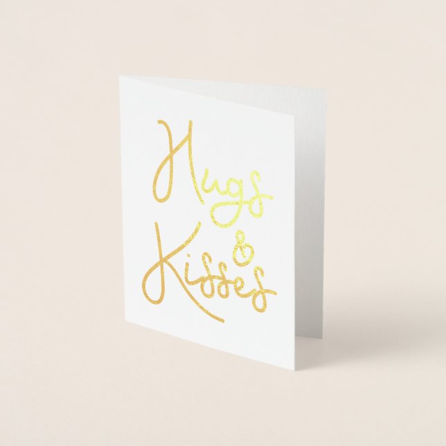 "Hugs and Kisses" Alla hjärtans dag Foto Folierat Kort (Framsida)