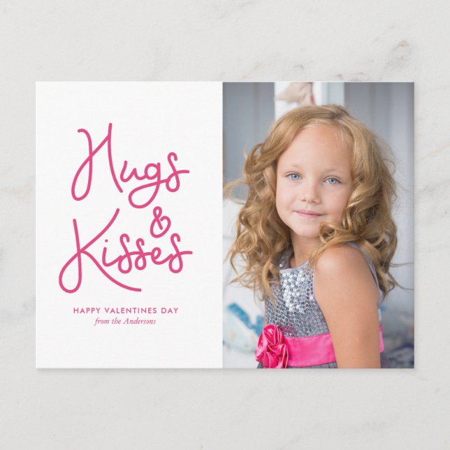 "Hugs and Kisses" Alla hjärtans dag Foto Helg Vykort (Framsida)