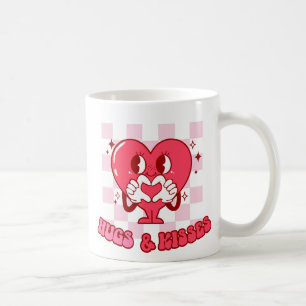 "Hugs and Kisses" Cute & Loving Rosa Heart Kaffemugg