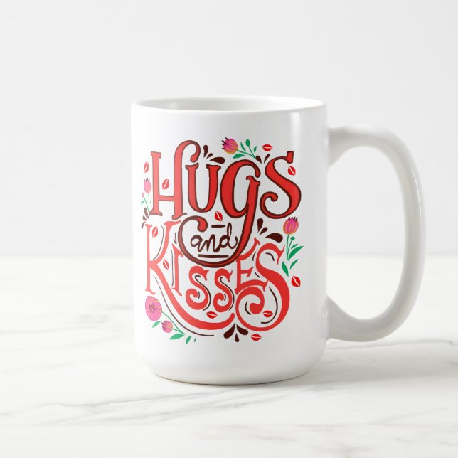 Hugs and Kisses Keramikmugg — Blommig  Kaffemugg (Höger)
