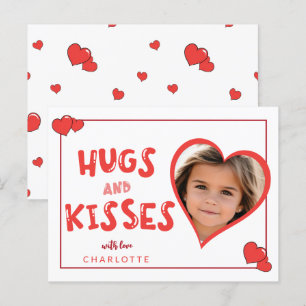 Hugs and Kisses Valentine Day Anpassningsbar Photo Vykort