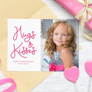 "Hugs and Kisses" Valentines day Photo Julkort