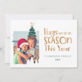 Hugs är Season Julgran och Santa Hat Photo Julkort