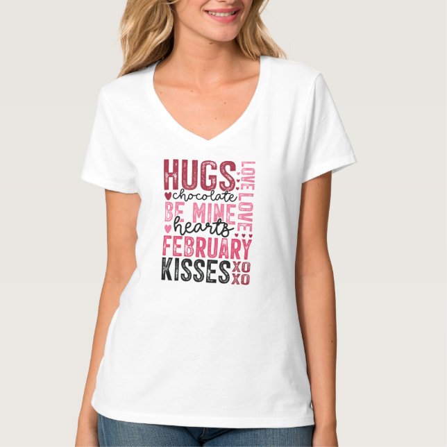 Hugs, BE Mine och februari Kisses T-Shirt (Framsida)