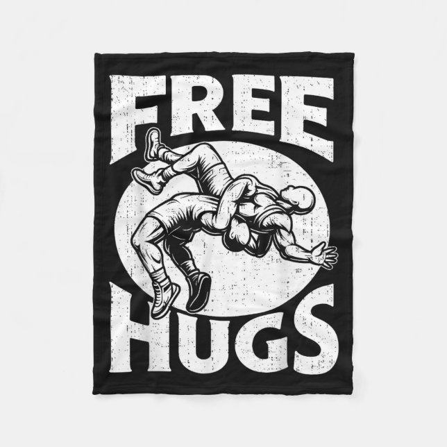Hugs Funny Wrestling Humor Wrestler Wrestle Men Wo Fleecefilt (Framsidan)