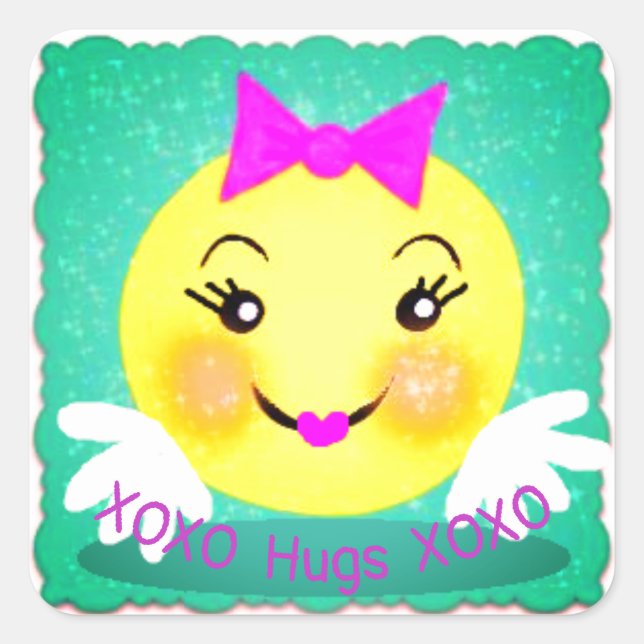 Hugs Fyrkantigt Klistermärke (Framsida)