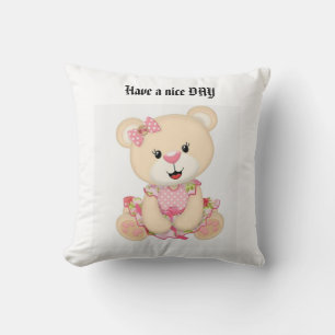 Hugs & Happity: Rosa Bear Dekorativ kudde med Posi