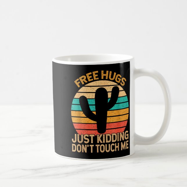 Hugs Just Kidding Don't Touch Me Cactus Humor Hugg Kaffemugg (Höger)