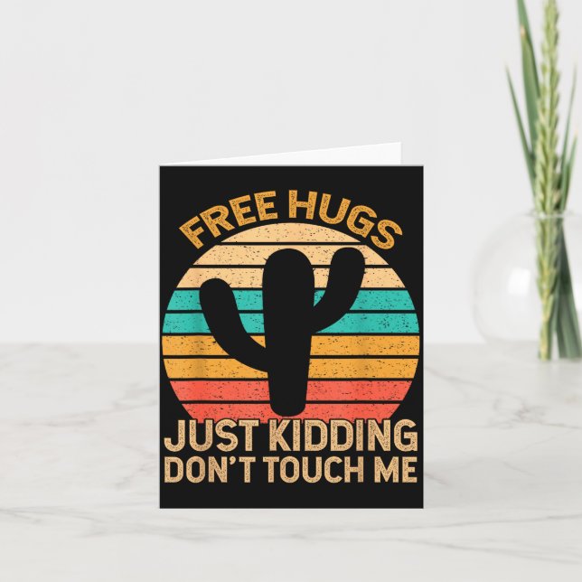 Hugs Just Kidding Don't Touch Me Cactus Humor Hugg Kort (Framsida)