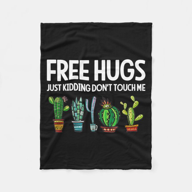 Hugs Just Kidding Don't Touch Me Funny Cactus Joke Fleecefilt (Framsidan)