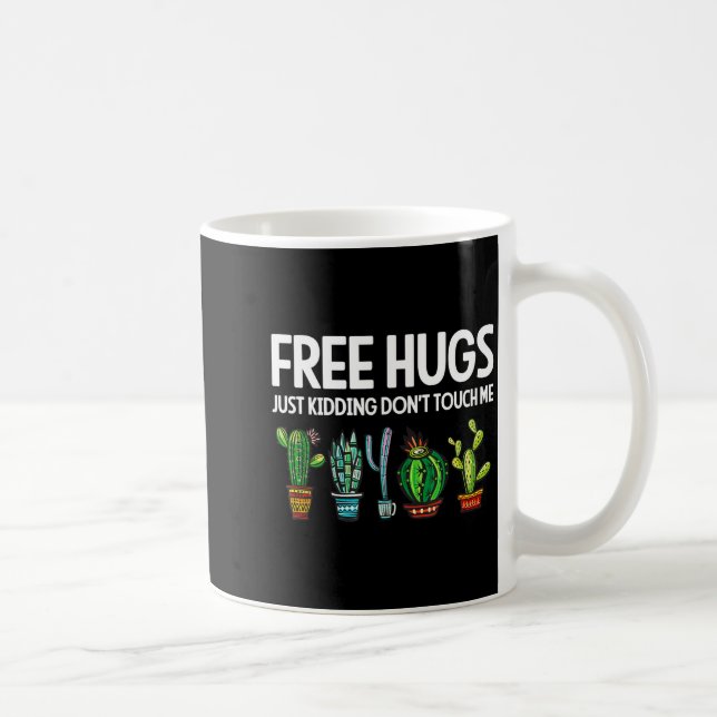 Hugs Just Kidding Don't Touch Me Funny Cactus Joke Kaffemugg (Höger)