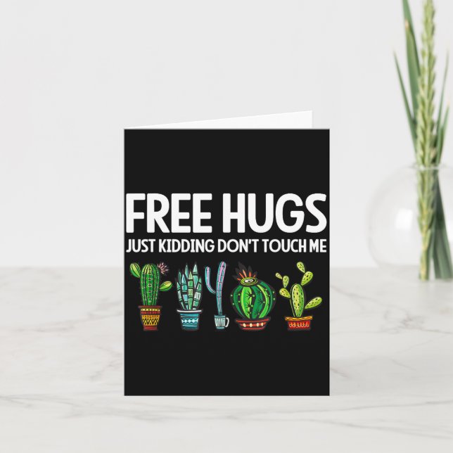 Hugs Just Kidding Don't Touch Me Funny Cactus Joke Kort (Framsida)