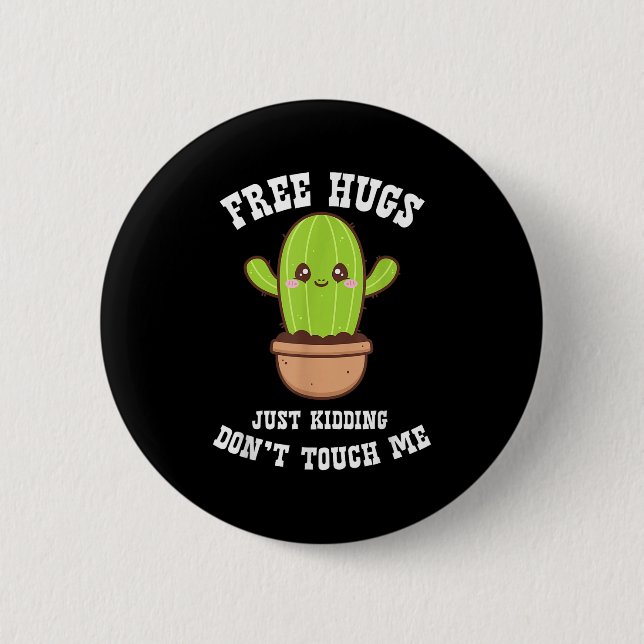 Hugs Just Kidding Don't Touch Me Funny Cactus  Knapp (Framsida)