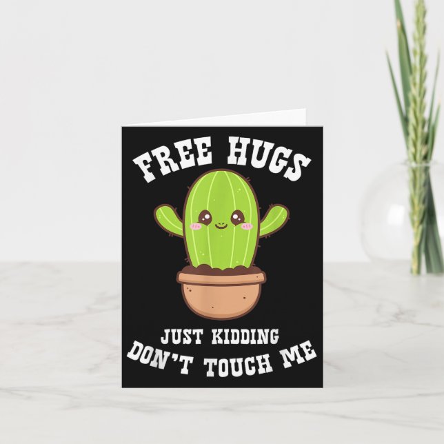Hugs Just Kidding Don't Touch Me Funny Cactus  Kort (Framsida)