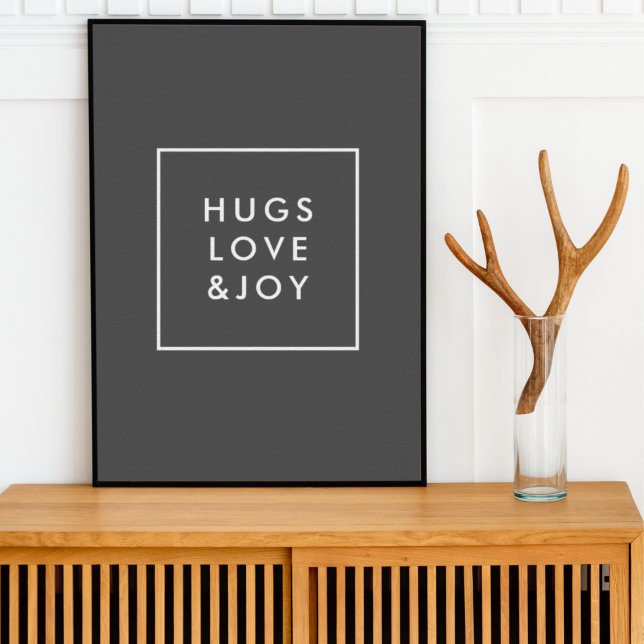 Hugs Kärlek och Joy Snyggt jul Charcol Grått Poster (Skapare uppladdad)