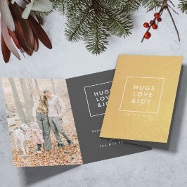 Hugs Kärlek och Joy | Snyggt Trendig Julfoto Folierat Kort